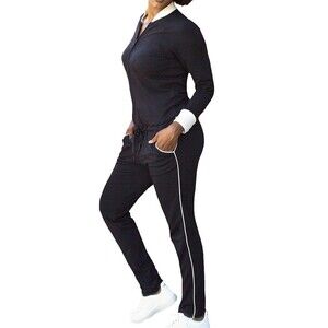 LA RELAXED Coverall Jumpsuit Women’s Sz S Black  Zip One Piece Made USA